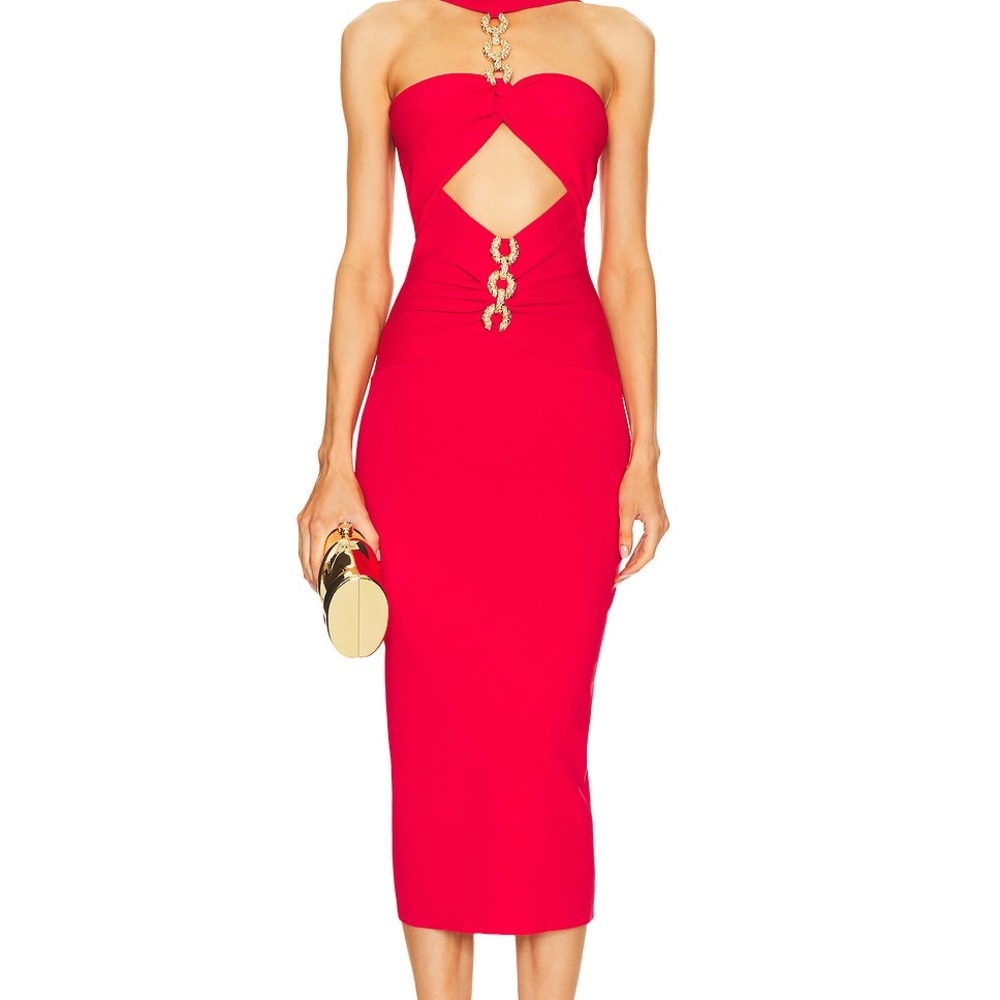 Cult Gaia Cristos Vibrant Red Midi Dress
